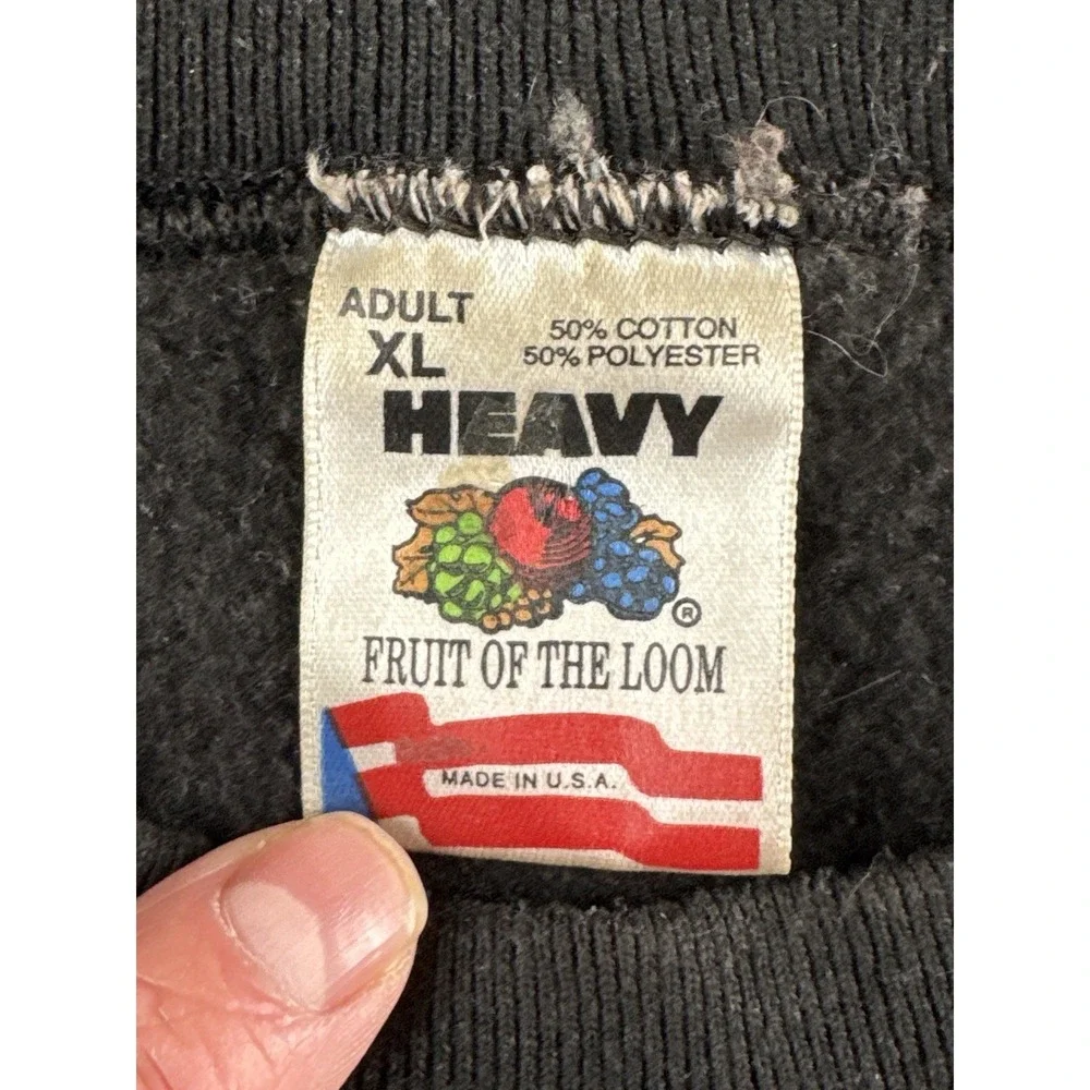 Vintage 90s Bear Sweatshirt USA Made Fruit Of The Loom Black XL Nature